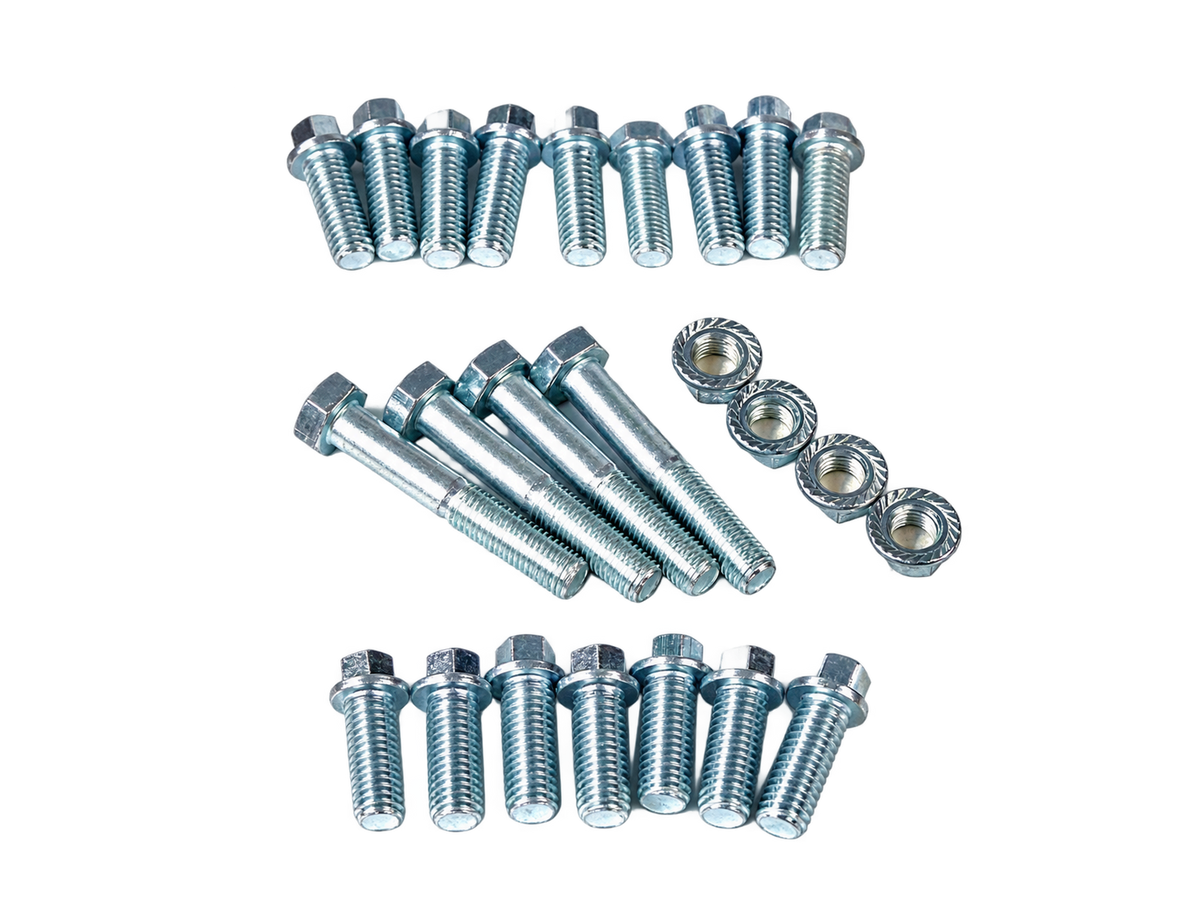 Tornillería del kit de headers largos para Mustang GT 5.0L V8, fondo transparente