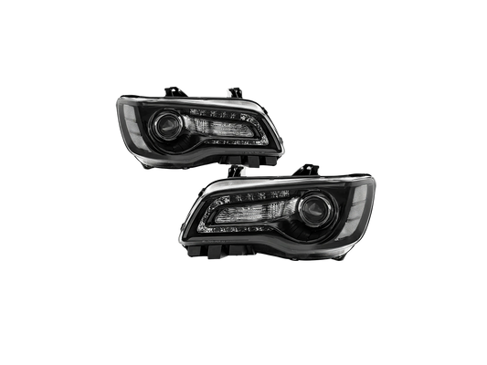 Faros black housing para Chrysler 300 2011-2023