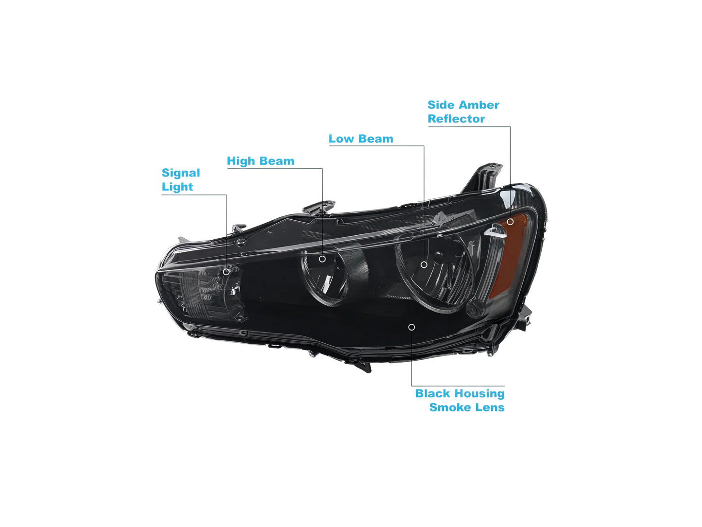 Faros negros LED para Mitsubishi Lancer 2008-2017