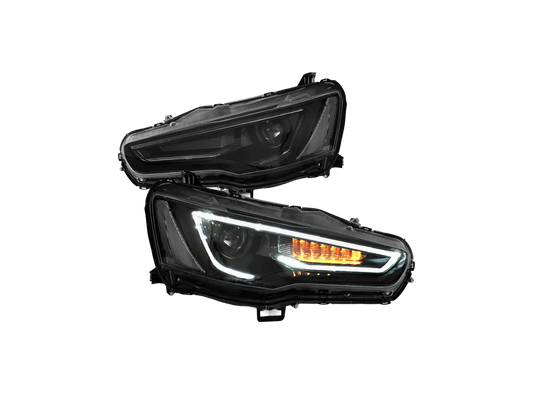 Faros blackout audi style para Mitsubishi Lancer / EVO X 2008-2017