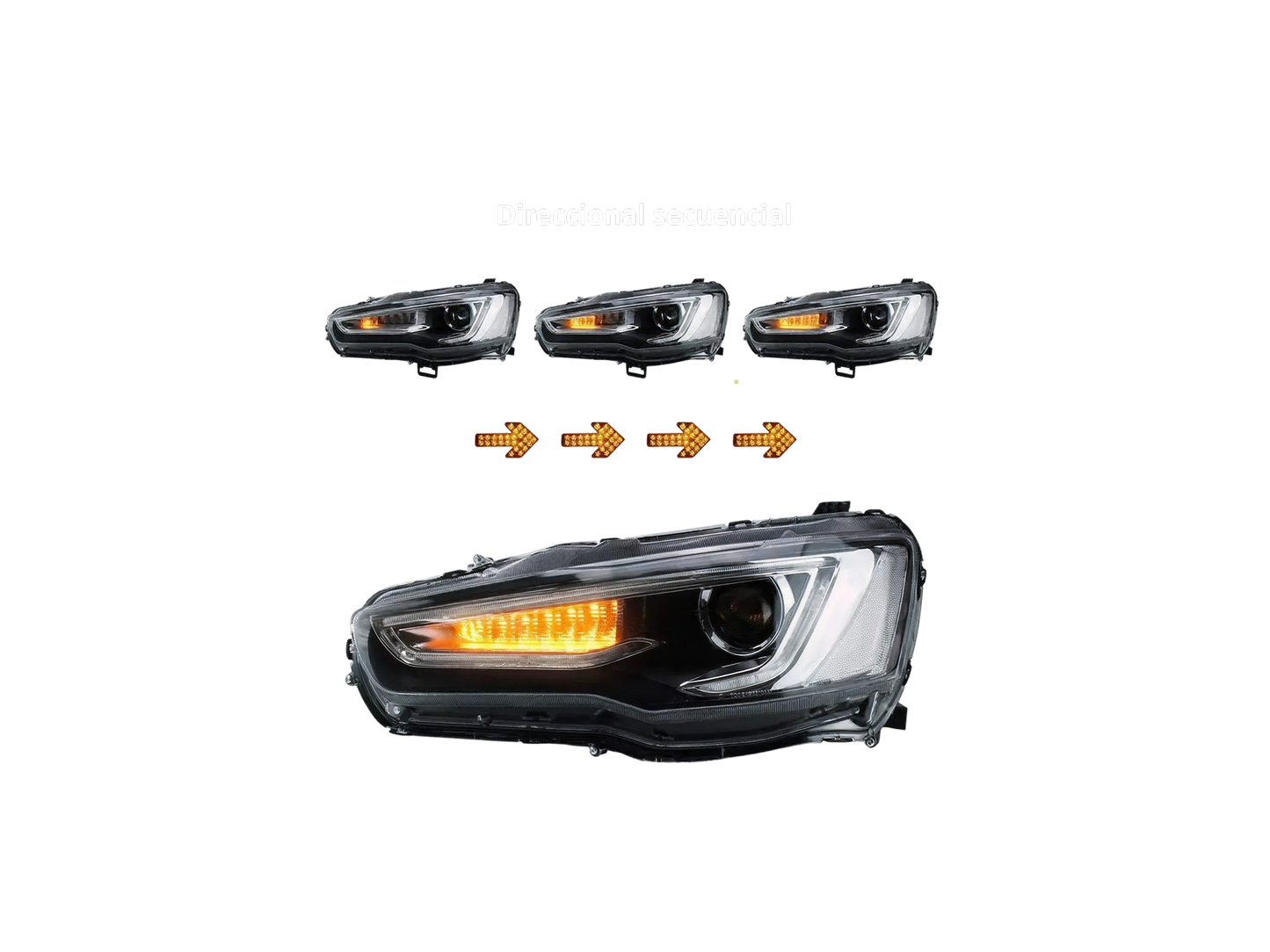 Faros blackout audi style para Mitsubishi Lancer / EVO X 2008-2017